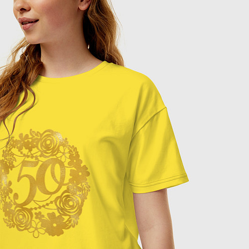 Женская футболка оверсайз 50 лет / Желтый – фото 3