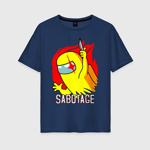 Женская футболка оверсайз Sabotage / Тёмно-синий – фото 1