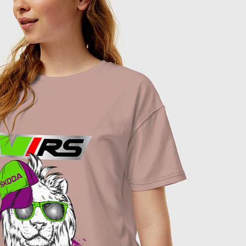 Женская футболка оверсайз Skoda RS Шкода РС Z / Пыльно-розовый – фото 3