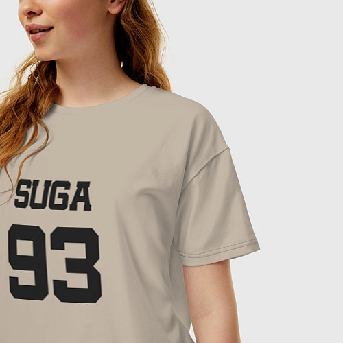 Женская футболка оверсайз BTS - Suga 93 / Миндальный – фото 3