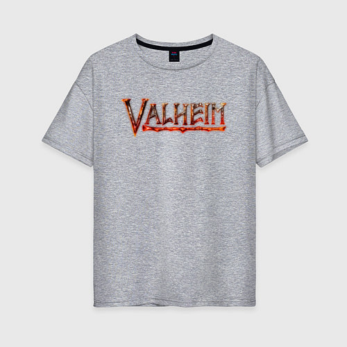 Женская футболка оверсайз Valheim огненный лого / Меланж – фото 1