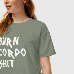 Футболка оверсайз женская BURN CORPO SHIT, цвет: авокадо — фото 2