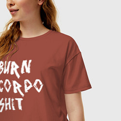 Футболка оверсайз женская BURN CORPO SHIT, цвет: кирпичный — фото 2