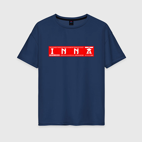 Женская футболка оверсайз ИннаInna / Тёмно-синий – фото 1