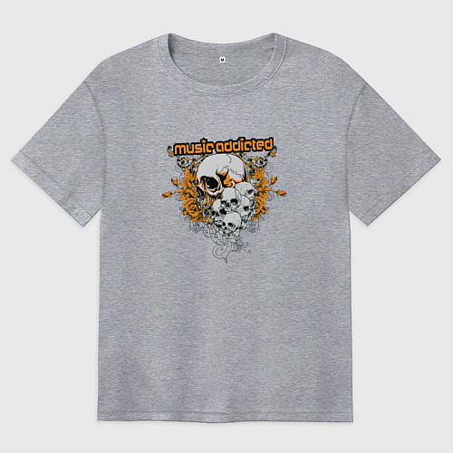 Женская футболка оверсайз Черепа / Меланж – фото 1