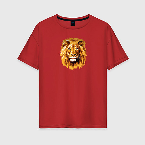 Женская футболка оверсайз Голова Льва / Красный – фото 1