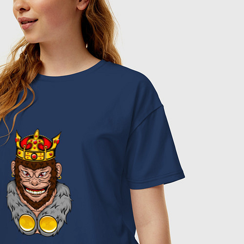 Женская футболка оверсайз Monkey King / Тёмно-синий – фото 3