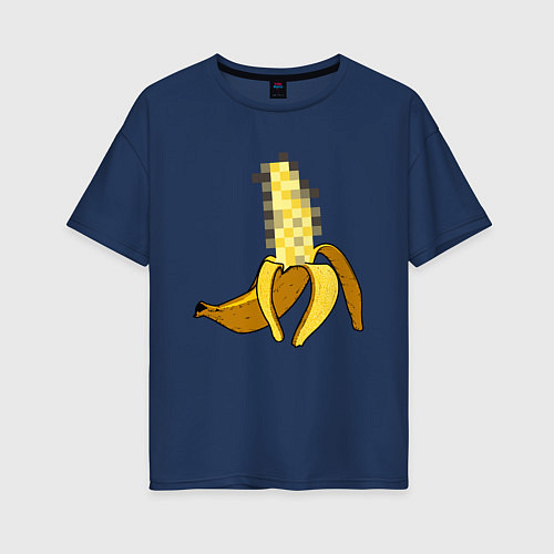 Женская футболка оверсайз Банан Цензура / Тёмно-синий – фото 1