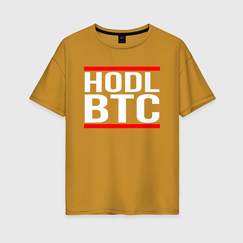 Женская футболка оверсайз БИТКОИН BITCOIN HODL BTC / Горчичный – фото 1