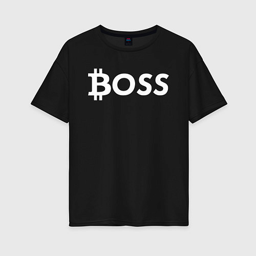 Женская футболка оверсайз БИТКОИН ДЕД BITCOIN BOSS / Черный – фото 1