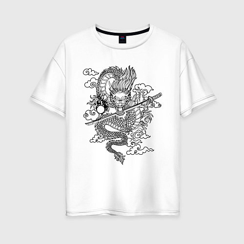 Женская футболка оверсайз ДРАКОН DRAGON / Белый – фото 1