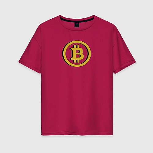 Женская футболка оверсайз Bitcoin / Маджента – фото 1