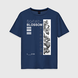 Футболка оверсайз женская BLOSSOM, цвет: тёмно-синий