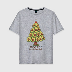 Футболка оверсайз женская Avocado Christmas Tree, цвет: меланж