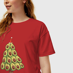 Футболка оверсайз женская Avocado Christmas Tree, цвет: красный — фото 2