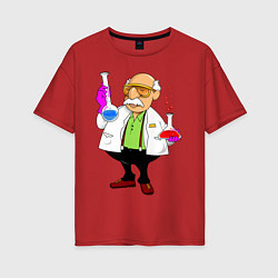 Женская футболка оверсайз Ученый химик колбы