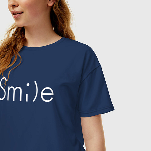 Женская футболка оверсайз SMILE УЛЫБКА / Тёмно-синий – фото 3