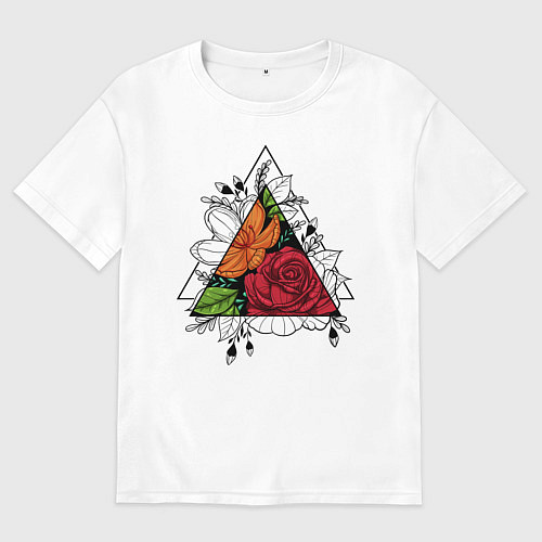 Женская футболка оверсайз Flower tattoo / Белый – фото 1