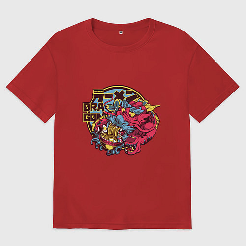 Женская футболка оверсайз Dragon Ramen Anime Style / Красный – фото 1