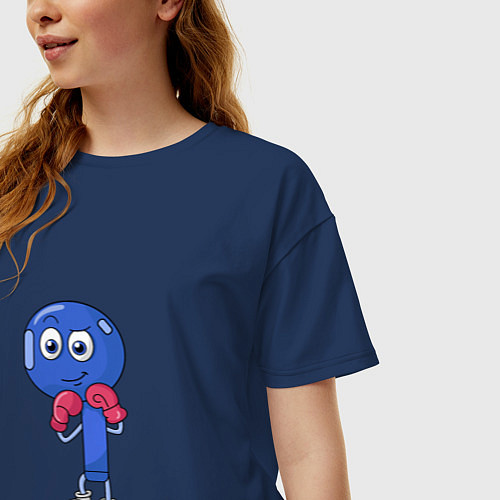 Женская футболка оверсайз Боксер airpods / Тёмно-синий – фото 3