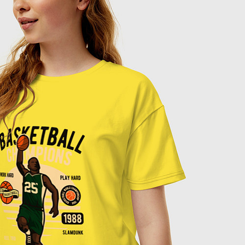 Женская футболка оверсайз Чемпионы по баскетболу / Желтый – фото 3