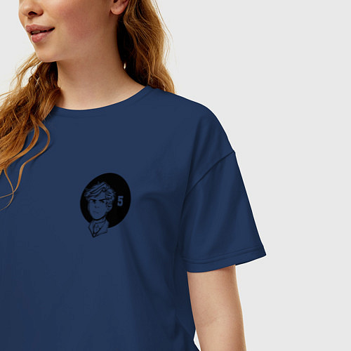 Женская футболка оверсайз Номер Пять / Тёмно-синий – фото 3