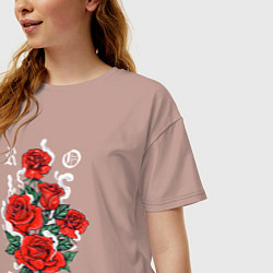 Футболка оверсайз женская РОЗЫ ROSES SMOKE, цвет: пыльно-розовый — фото 2