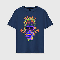 Женская футболка оверсайз Психоделика Существо Ацтек