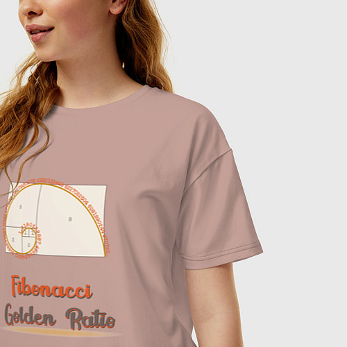Женская футболка оверсайз Fibonacci Золотое сечение / Пыльно-розовый – фото 3