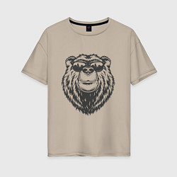 Женская футболка оверсайз Русский медведь в очках