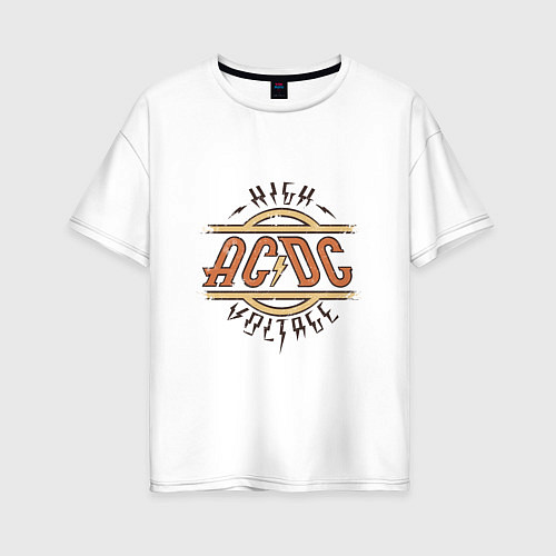 Женская футболка оверсайз AC DC HIGH VOLTAGE / Белый – фото 1