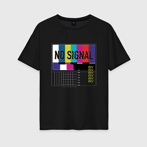 Женская футболка оверсайз Vaporwave No Signal TV / Черный – фото 1