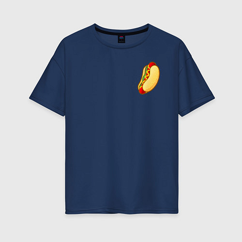 Женская футболка оверсайз Hot dog / Тёмно-синий – фото 1