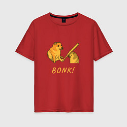 Футболка оверсайз женская Doge Bonk go to horny jail, цвет: красный