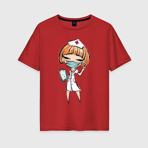 Женская футболка оверсайз Медсестра / Красный – фото 1