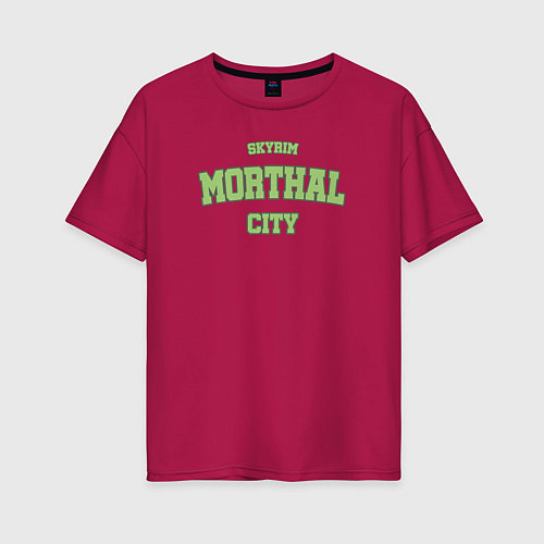 Женская футболка оверсайз SKYRIM - MORTHAL CITY / Маджента – фото 1