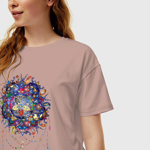 Женская футболка оверсайз Мандала Шивы / Пыльно-розовый – фото 3