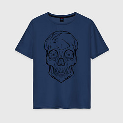 Футболка оверсайз женская Skull, цвет: тёмно-синий
