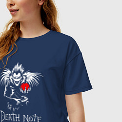 Футболка оверсайз женская DEATH NOTE ТЕТРАДЬ СМЕРТИ, цвет: тёмно-синий — фото 2