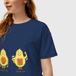 Футболка оверсайз женская Спортивный Авокадо, цвет: тёмно-синий — фото 2