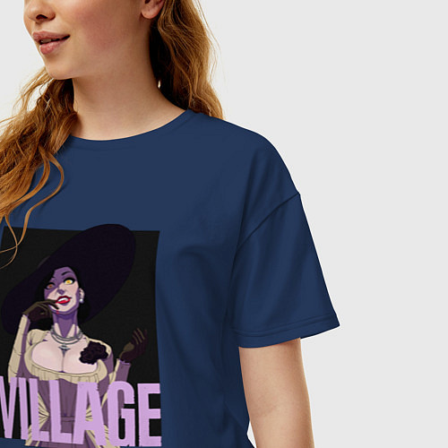 Женская футболка оверсайз Resident evil vampire / Тёмно-синий – фото 3