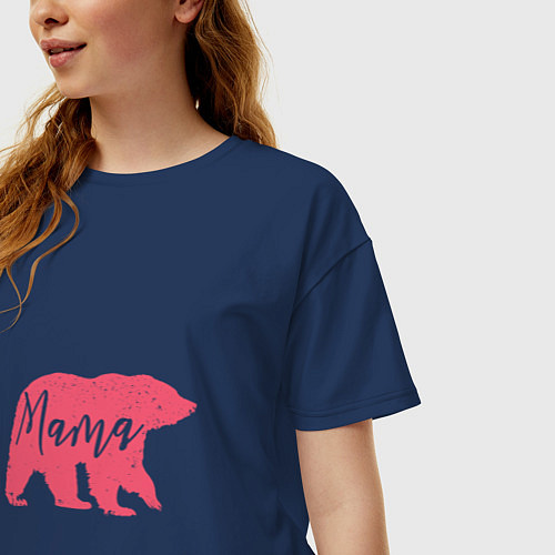 Женская футболка оверсайз Мама Медведица / Тёмно-синий – фото 3