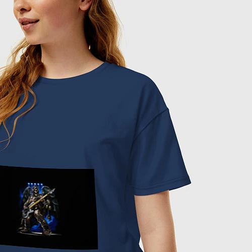 Женская футболка оверсайз Настроить жнецов / Тёмно-синий – фото 3