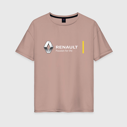 Женская футболка оверсайз Renault Passion for life / Пыльно-розовый – фото 1