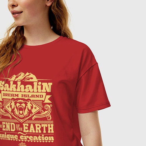 Женская футболка оверсайз Сахалин - остров мечты / Красный – фото 3