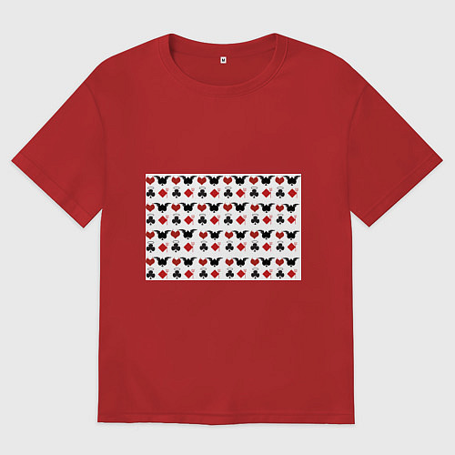 Женская футболка оверсайз Карточные масти / Красный – фото 1