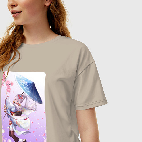 Женская футболка оверсайз Аяка / Миндальный – фото 3