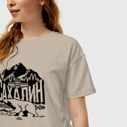 Футболка оверсайз женская Остров Сахалин, цвет: миндальный — фото 2