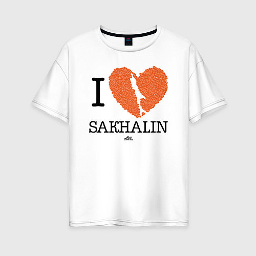 Женская футболка оверсайз I love Sakhalin / Белый – фото 1