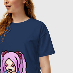 Футболка оверсайз женская Pixel art anime, цвет: тёмно-синий — фото 2